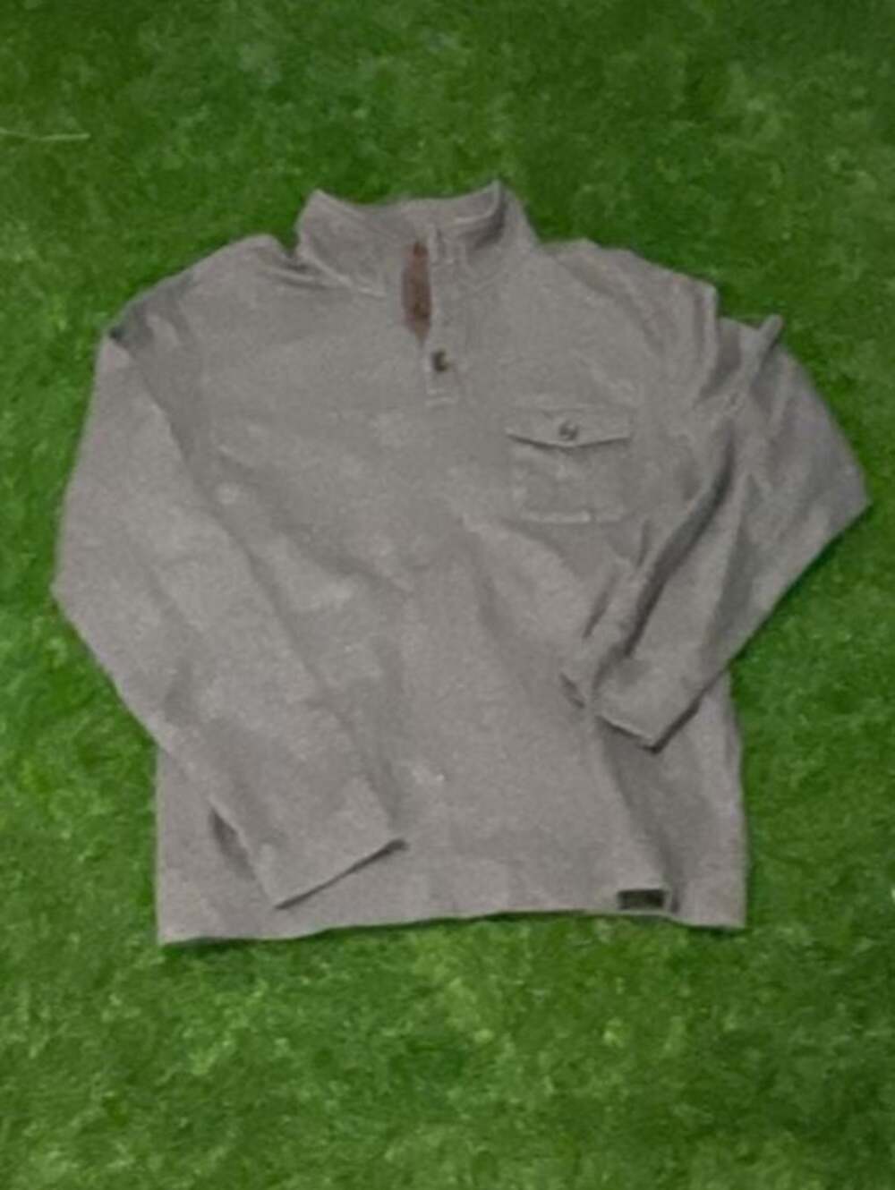 Banana Republic Gray Long Sleeve Mock Neck Snap Button Pullover Sweater with Che